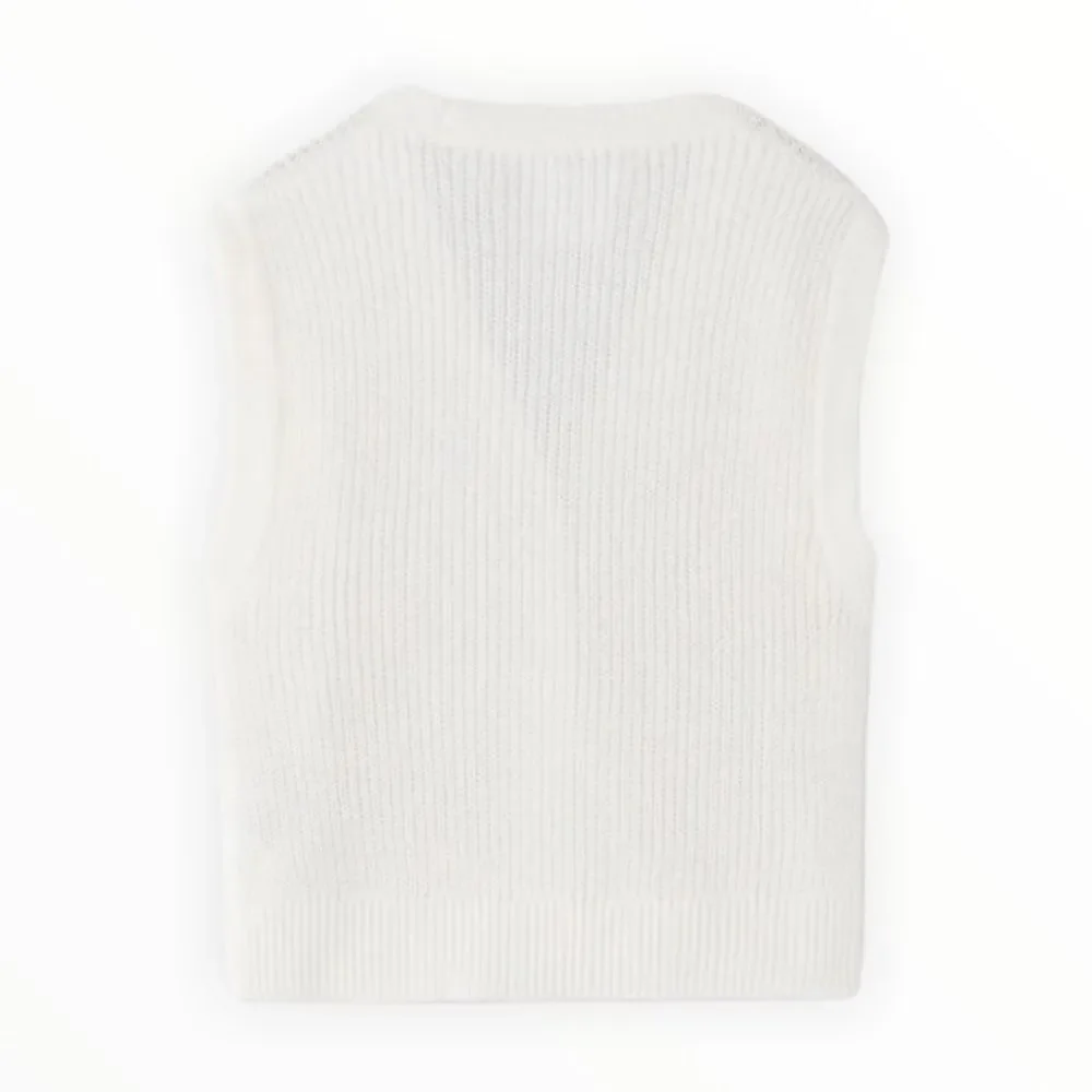 ZARA Kids | White | FLAP POCKET KNIT VEST